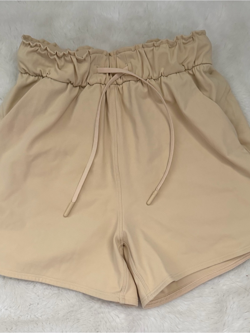 Lululemon Women’s Drawstring Paperbag Waist Shorts - Beige